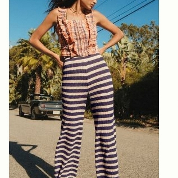Anthropologie Pants - NWT Anthropologie Striped Knit Pants-Navy/Cream. Size Medium